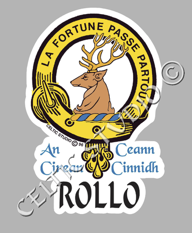 Custom Rollo Clan Crest Decal - Scottish Heritage Emblem Sticker for Car, Laptop, and Water Bottle