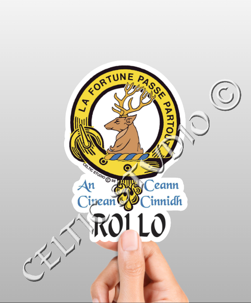 Vinyl  Rollo Clan Badge Decal - Personalized Scottish Family Heritage Sticker
