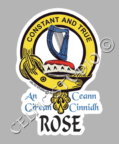 Custom Rose Clan Crest Decal - Scottish Heritage Emblem Sticker for Car, Laptop, and Water Bottle