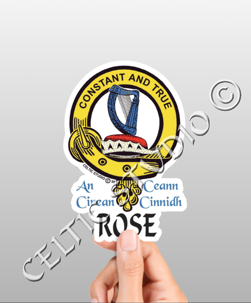 Vinyl  Rose Clan Badge Decal - Personalized Scottish Family Heritage Sticker