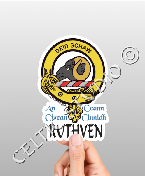 Vinyl  Ruthven Clan Badge Decal - Personalized Scottish Family Heritage Sticker
