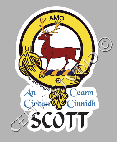 Custom Scott Clan Crest Decal - Scottish Heritage Emblem Sticker for Car, Laptop, and Water Bottle