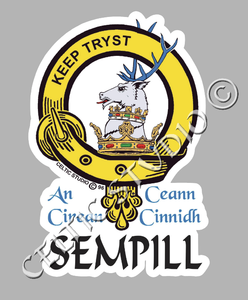 Custom Sempill Clan Crest Decal - Scottish Heritage Emblem Sticker for Car, Laptop, and Water Bottle