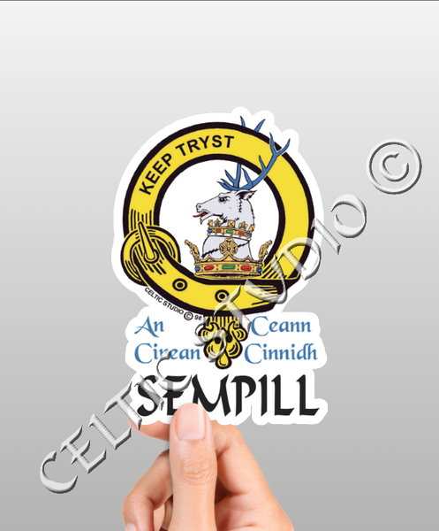 Vinyl  Sempill Clan Badge Decal - Personalized Scottish Family Heritage Sticker