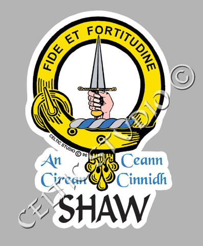 Custom Shaw Clan Crest Decal - Scottish Heritage Emblem Sticker for Car, Laptop, and Water Bottle