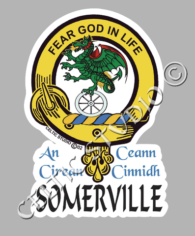 Custom Somerville Clan Crest Decal - Scottish Heritage Emblem Sticker for Car, Laptop, and Water Bottle