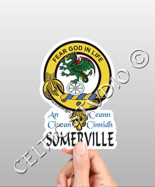 Vinyl  Somerville Clan Badge Decal - Personalized Scottish Family Heritage Sticker