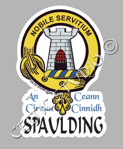 Custom Spaulding Clan Crest Decal - Scottish Heritage Emblem Sticker for Car, Laptop, and Water Bottle