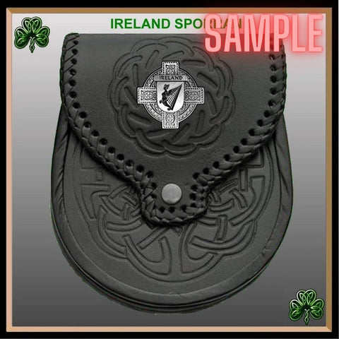 Phillips Irish Coat of Arms Sporran, Genuine Leather