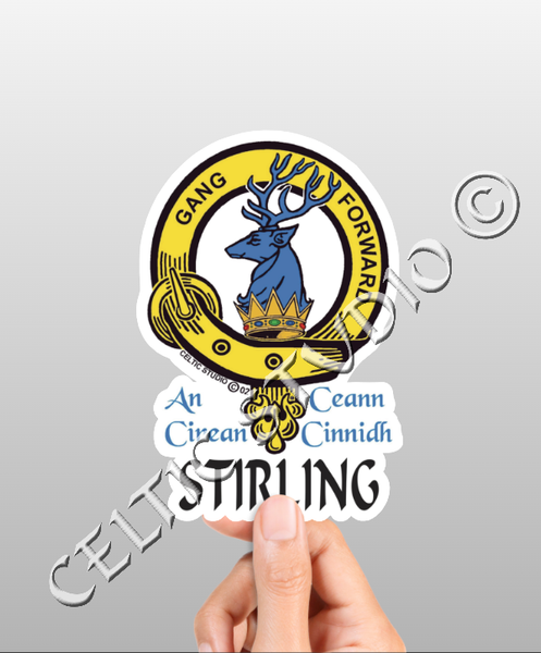 Vinyl  Stirling Clan Badge Decal - Personalized Scottish Family Heritage Sticker