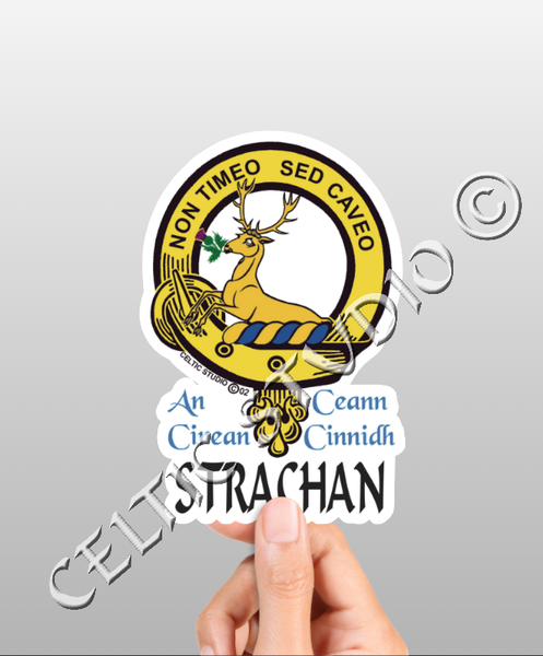 Vinyl  Strachan Clan Badge Decal - Personalized Scottish Family Heritage Sticker