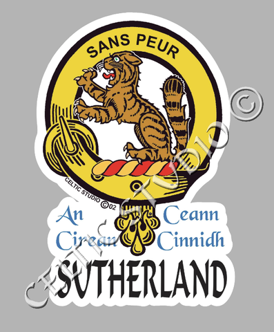 Custom Sutherland Clan Crest Decal - Scottish Heritage Emblem Sticker for Car, Laptop, and Water Bottle