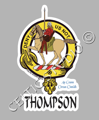 Custom Thompson Clan Crest Decal - Scottish Heritage Emblem Sticker for Car, Laptop, and Water Bottle