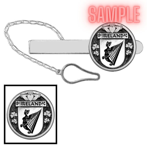 Sammons Irish Coat of Arms Disk Loop Tie Bar ~ Sterling silver