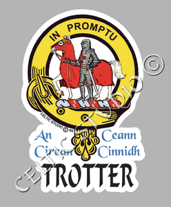 Custom Trotter Clan Crest Decal - Scottish Heritage Emblem Sticker for Car, Laptop, and Water Bottle
