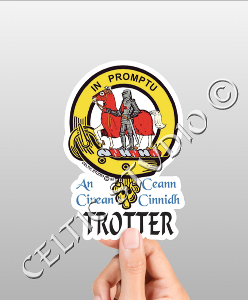 Vinyl  Trotter Clan Badge Decal - Personalized Scottish Family Heritage Sticker