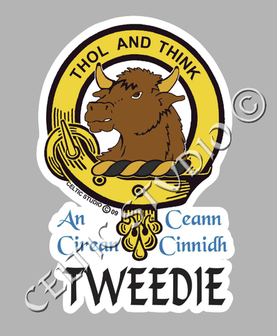 Custom Tweedie Clan Crest Decal - Scottish Heritage Emblem Sticker for Car, Laptop, and Water Bottle
