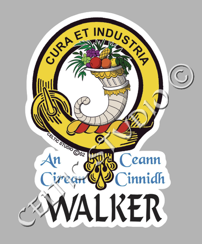 Custom Walker Clan Crest Decal - Scottish Heritage Emblem Sticker for Car, Laptop, and Water Bottle