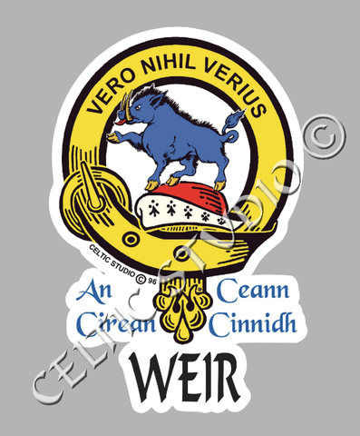 Custom Weir Clan Crest Decal - Scottish Heritage Emblem Sticker for Car, Laptop, and Water Bottle