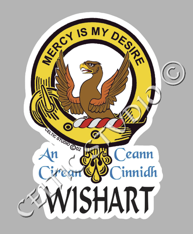 Custom Wishart Clan Crest Decal - Scottish Heritage Emblem Sticker for Car, Laptop, and Water Bottle