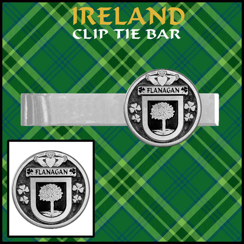 Flanagan Irish Coat of Arms Clip Tie Bar