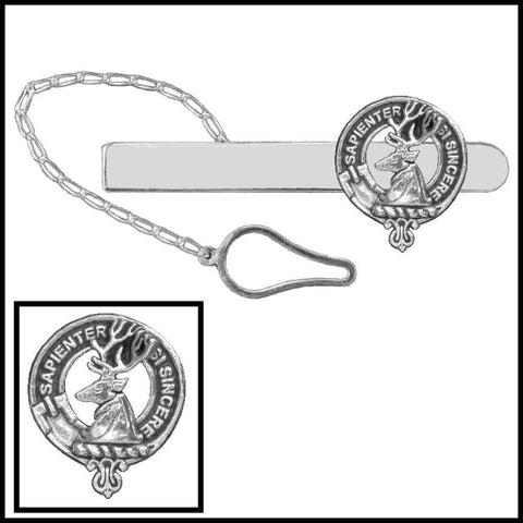 Davidson Clan Crest Scottish Button Loop Tie Bar ~ Sterling silver