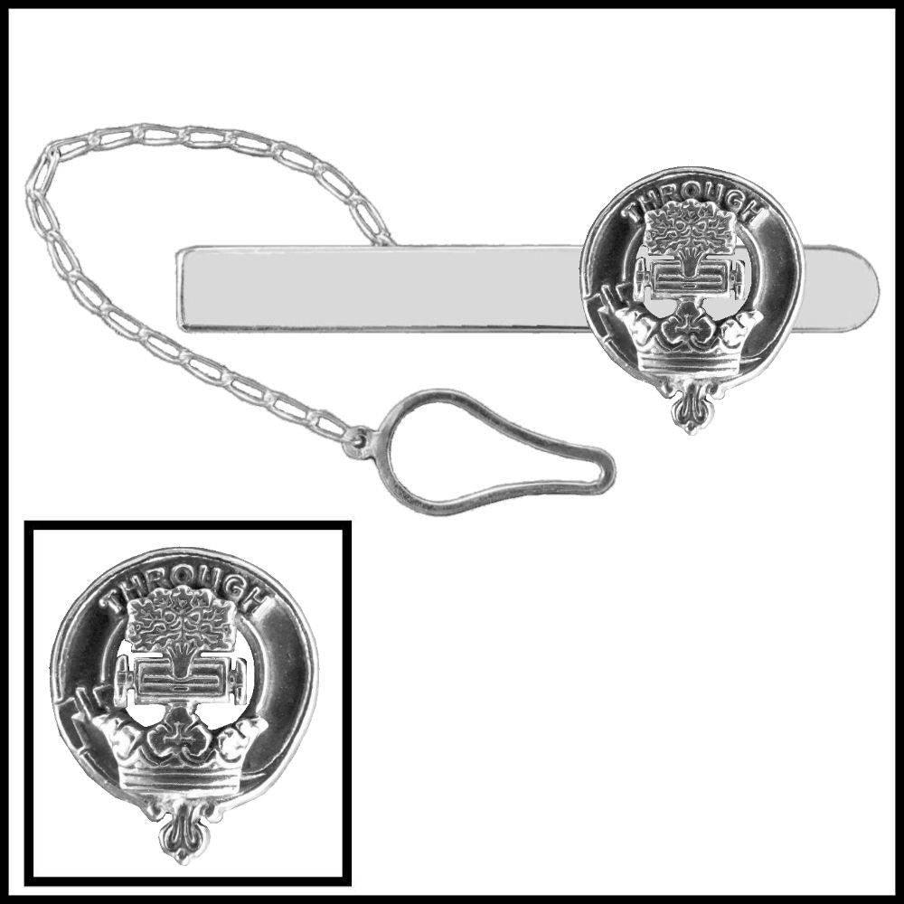 Hamilton Clan Crest Scottish Button Loop Tie Bar ~ Sterling silver