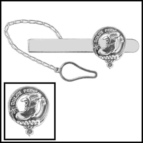 MacAulay Clan Crest Scottish Button Loop Tie Bar ~ Sterling silver