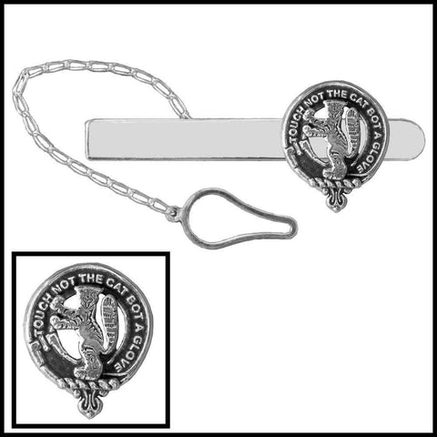 MacIntosh Clan Crest Scottish Button Loop Tie Bar ~ Sterling silver