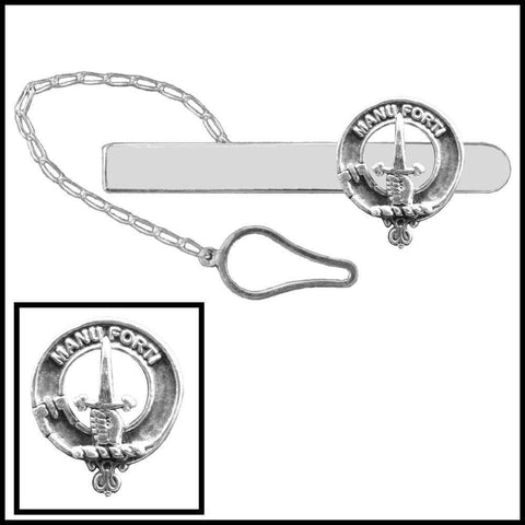 MacKay Clan Crest Scottish Button Loop Tie Bar ~ Sterling silver
