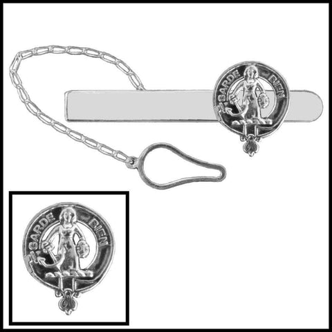Montgomery Clan Crest Scottish Button Loop Tie Bar ~ Sterling silver