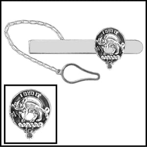 Nisbet Clan Crest Scottish Button Loop Tie Bar ~ Sterling silver