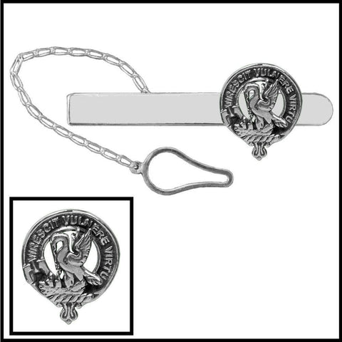 Stewart Clan Crest Scottish Button Loop Tie Bar ~ Sterling silver