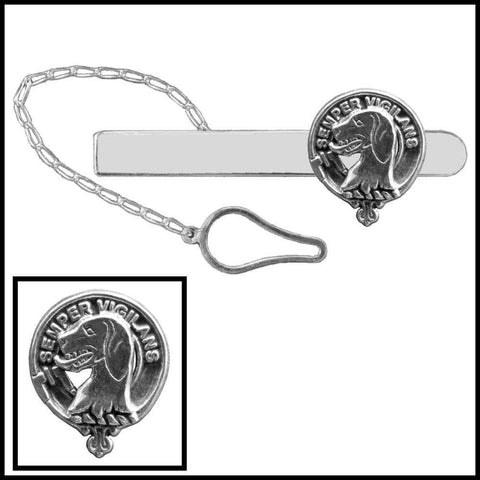 Wilson Clan Crest Scottish Button Loop Tie Bar ~ Sterling silver