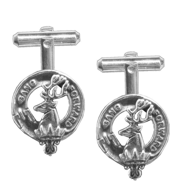 Stirling Clan Crest Scottish Cufflinks; Pewter, Sterling Silver and Karat Gold
