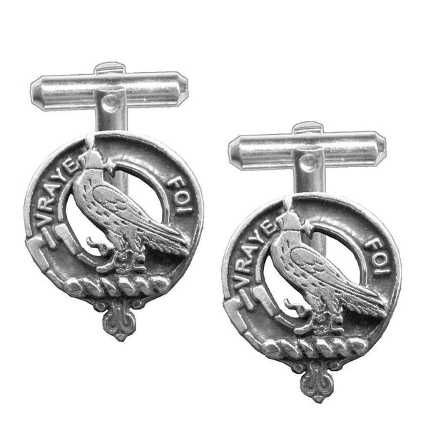 Boswell Clan Crest Scottish Cufflinks; Pewter, Sterling Silver and Karat Gold