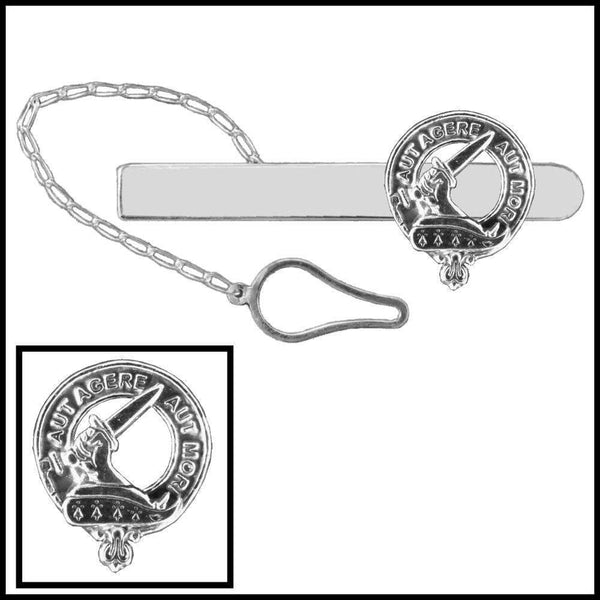 Barclay Clan Crest Scottish Button Loop Tie Bar ~ Sterling silver