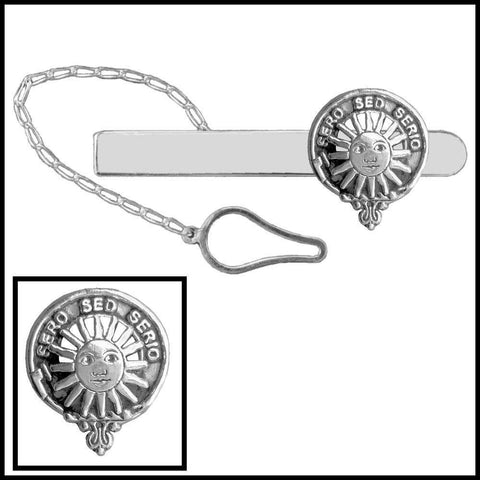Kerr Clan Crest Scottish Button Loop Tie Bar ~ Sterling silver