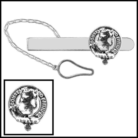MacQueen Clan Crest Scottish Button Loop Tie Bar ~ Sterling silver