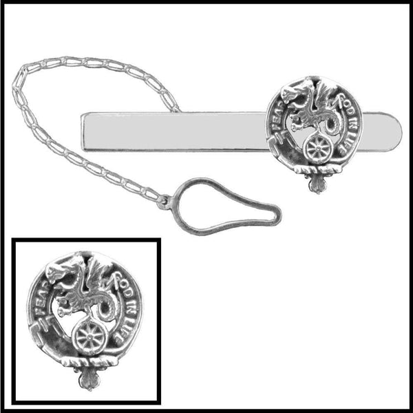 Somerville Clan Crest Scottish Button Loop Tie Bar ~ Sterling silver