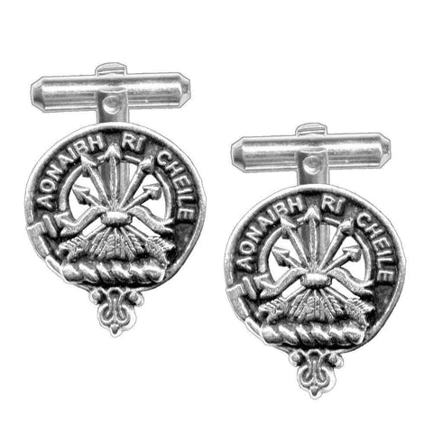 Cameron Clan Crest Scottish Cufflinks; Pewter, Sterling Silver and Karat Gold