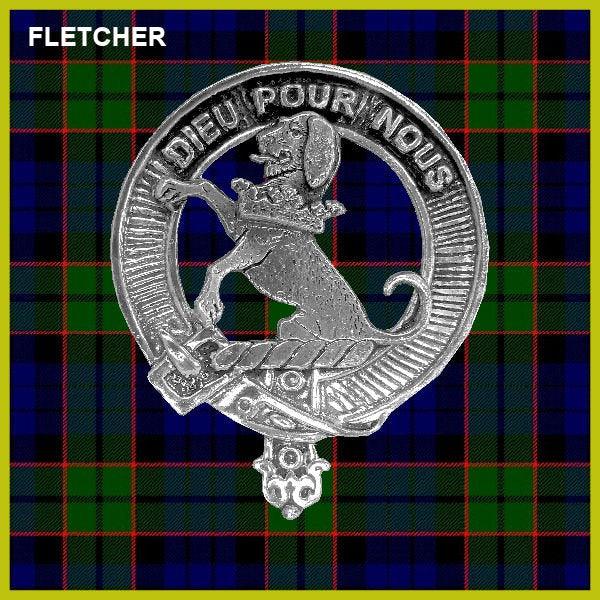 Fletcher (Hound) 8oz Clan Crest Scottish Badge Stainless Steel Flask