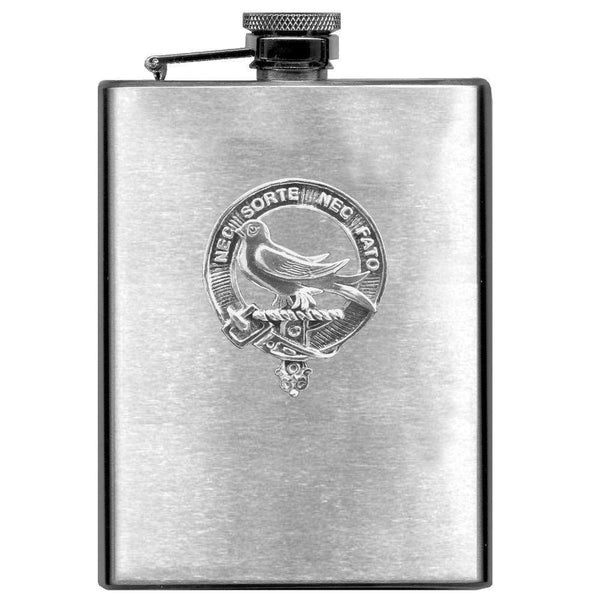Rutherford 8oz Clan Crest Scottish Badge Stainless Steel Flask