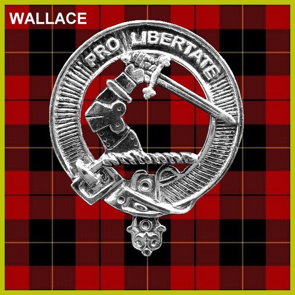Wallace 8oz Clan Crest Scottish Badge Stainless Steel Flask