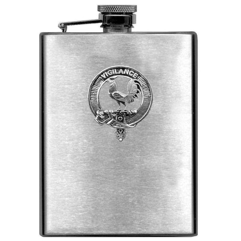 Laing 8oz Clan Crest Scottish Badge Stainless Steel Flask