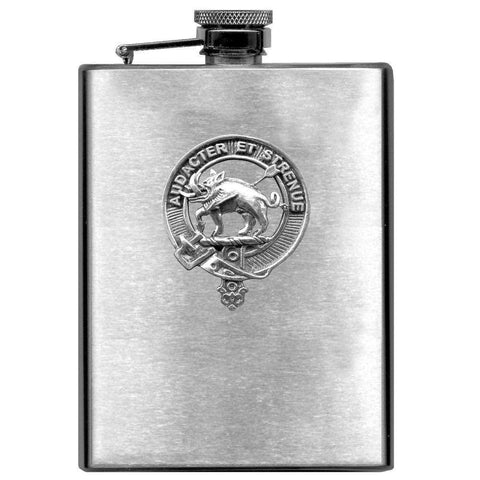 Pollock 8oz Clan Crest Scottish Badge Stainless Steel Flask