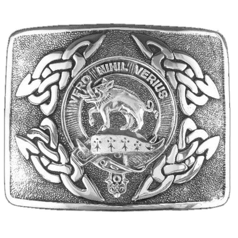 Weir Clan Crest Interlace Kilt Buckle, Scottish Badge  