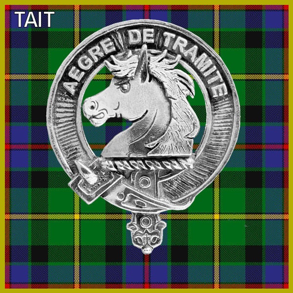 Tait 8oz Clan Crest Scottish Badge Stainless Steel Flask