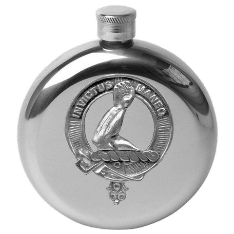 Armstrong 5 oz Round Clan Crest Scottish Badge Flask