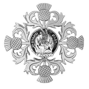 Grant Clan Crest Scottish Four Thistle Brooch